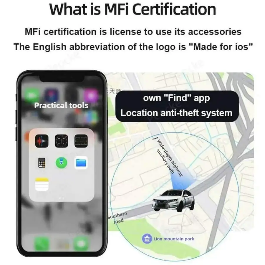 

MFi-Certified USB-C Car Charger With Built-In GPS Tracker For Find My, Real-Time Vehicle Locate, Anti-Theft Alert, Long Battery