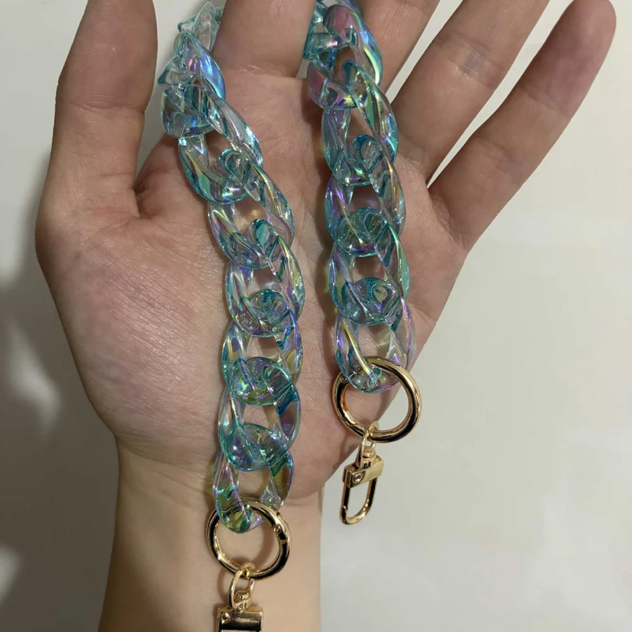 DIY Chunky Acrylic Chains Strap For Handbag Shoulder Bag Colorful Clear Big Resin Chain For Jewelry AB Colorful Bag Accessories