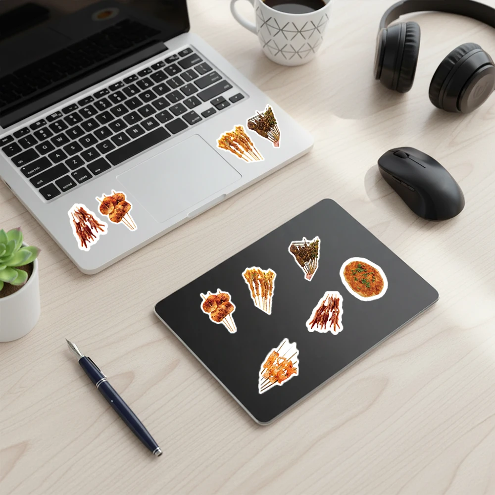 

103pcs barbecue Skewer Stickers Pack | Realistic Chinese Street Food & Grilled Skewer Vinyl Decals for Laptops, Water Bottles