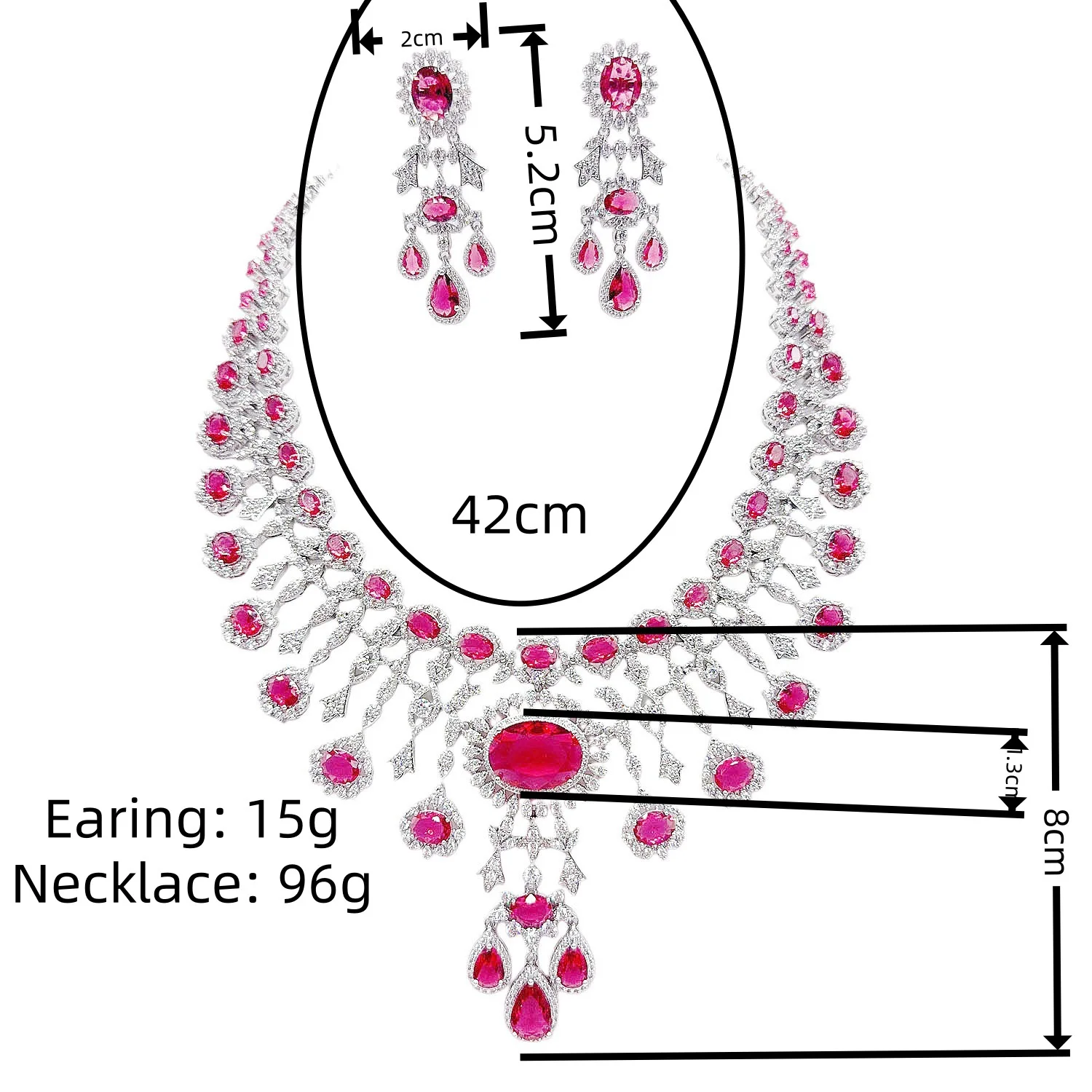 New Luxury 2PCS Necklace Earrings Bridal Jewelry Sets Heavy Cubic Zirconia Wedding Jewelry Set Women Dubai Saudi Arabia