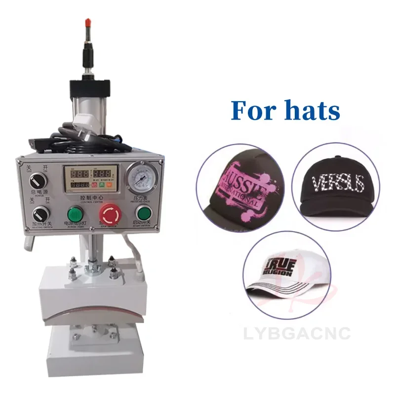 

Pneumatic Automatic Heat Press Machine for Continuous Work - Hat Cap Logo Printing Heat Transfer for Brand Leather Cuffs Pants L