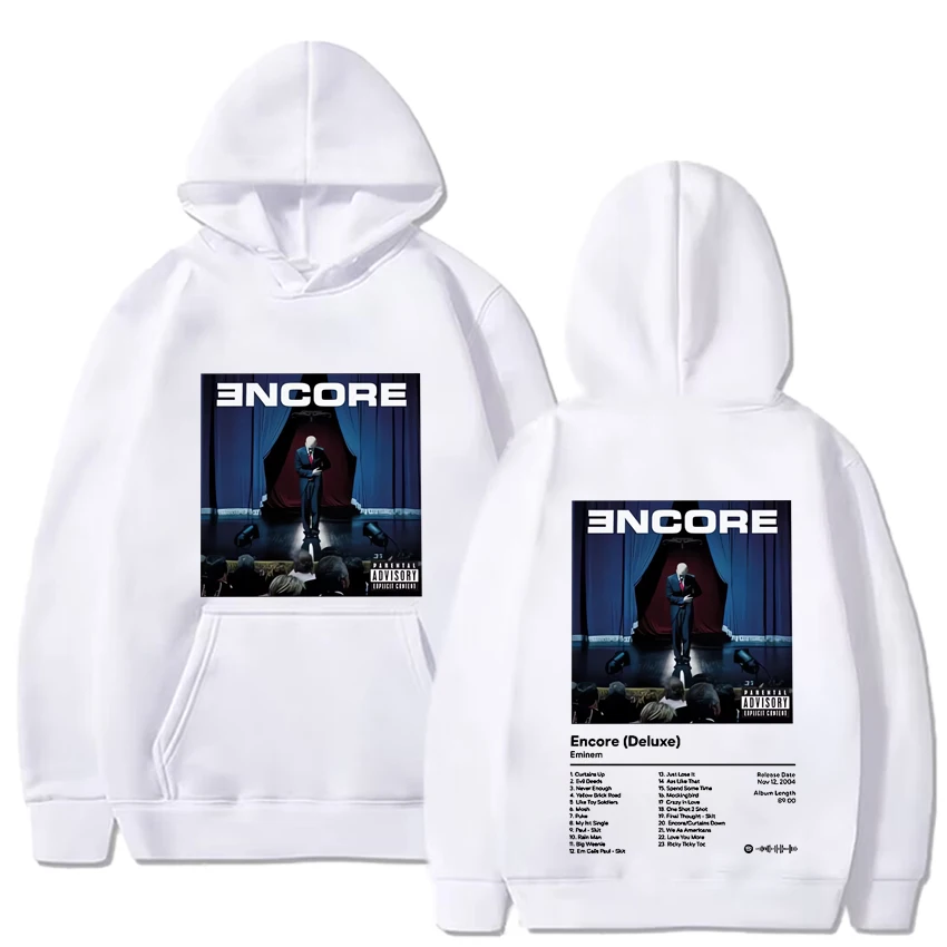 Rapper Eminem Album Encore Double Sided Graphic Hoodie High Street Fashion Oversized Pullovers Men Women Hip Hop Vintage Hoodies