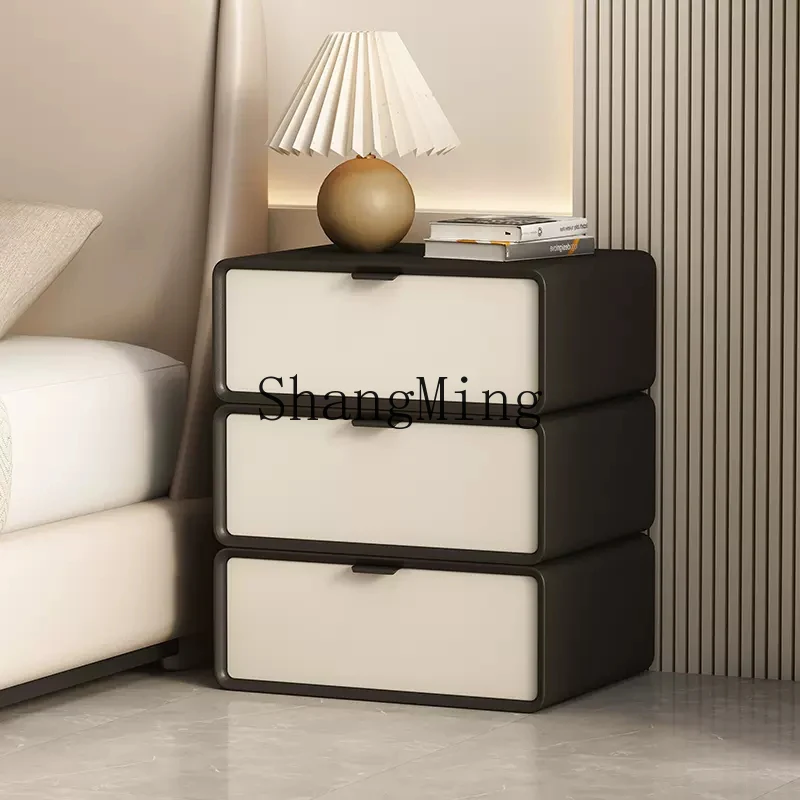 

ZYY all-solid wood bedside table, simple and modern color matching three-bucket cabinet, floor-to-ceiling storage cabinet
