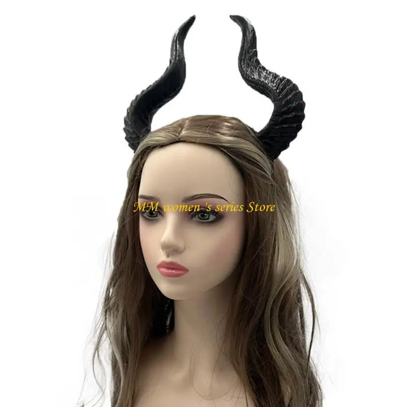 

Q39C Dark Horn Reindeer Headbands for Party Stage Performances Hairhoop Adult Hairband Carnivals Supply