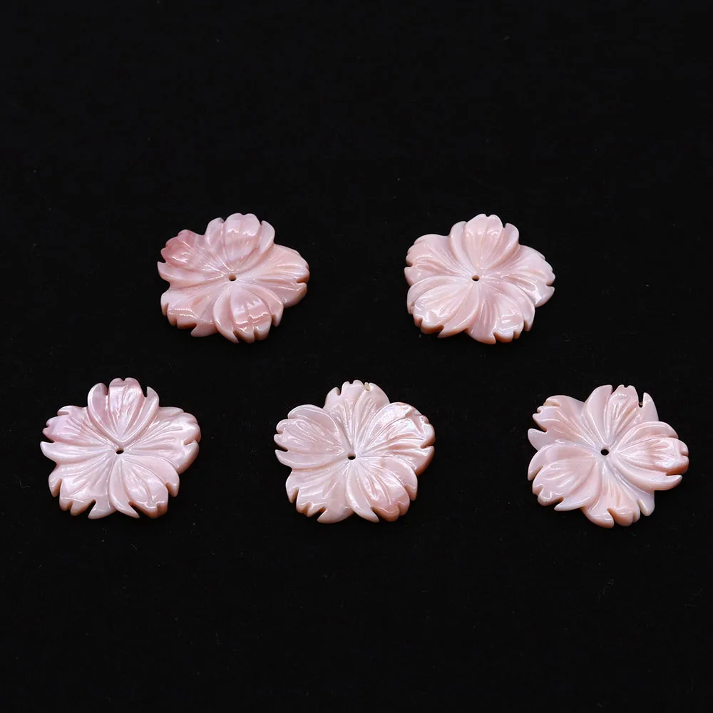 Natural Pink Shell Carving Flower Pendant 20-25mm Making Lovely and Elegant Ladies Jewelry Gift DIY Necklace Earring Bracelet