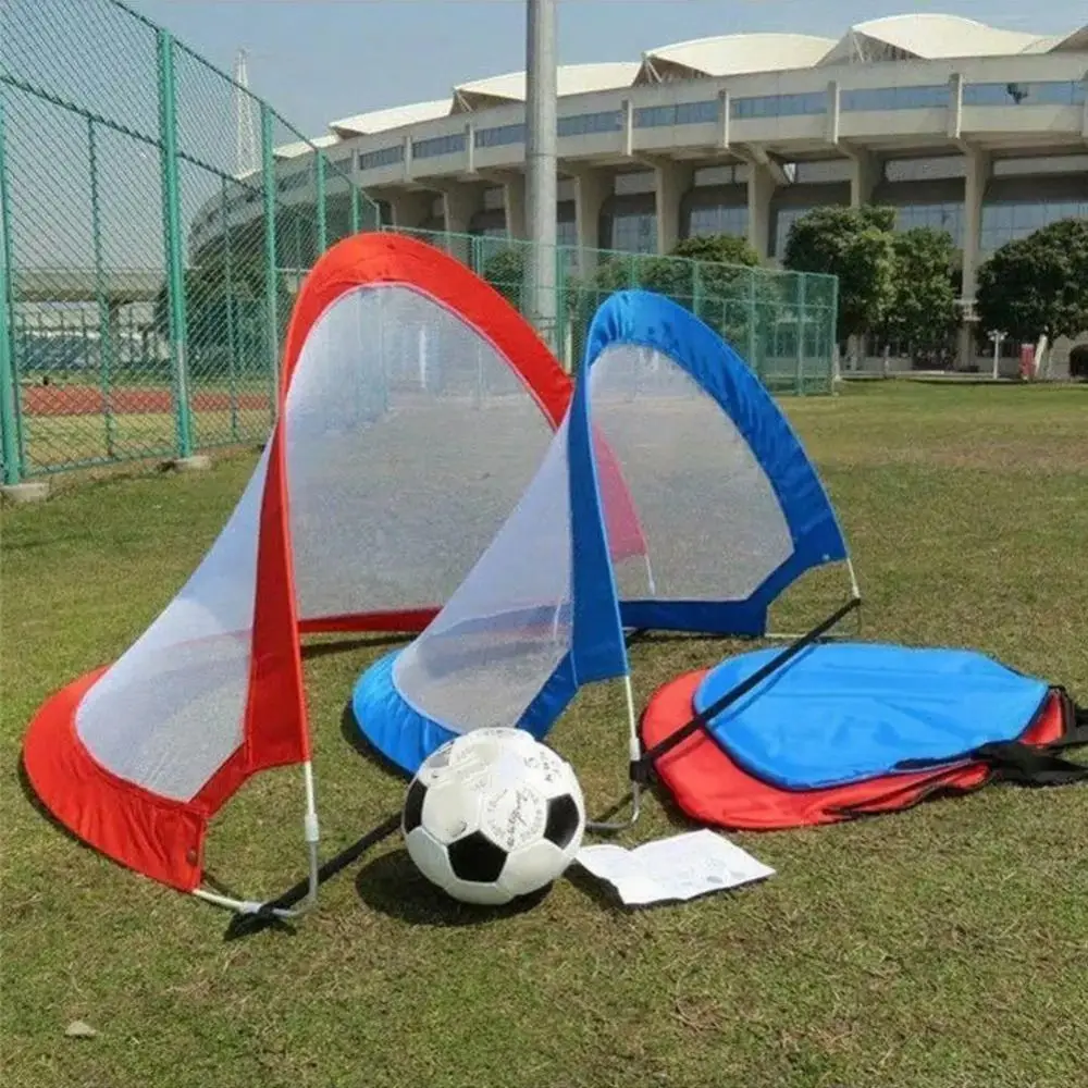 Jaring Sepak Bola Pop Up dengan Tas Jinjing Set Gawang Sepak Bola Lipat Mainan Interaktif Peralatan Latihan Sepak Bola