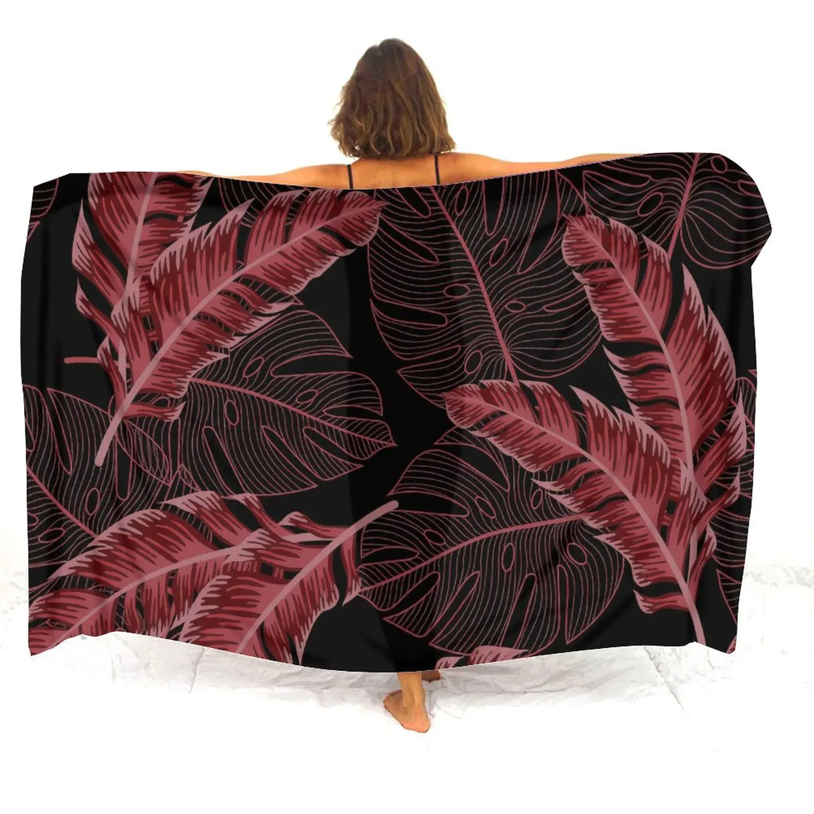 XJSULW-Summer Beach Sarong Apron Polynesian-Style Printed Sarong Customizable Pattern Elegant Sarong Shawl