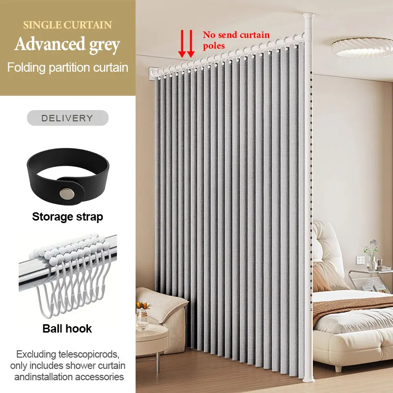 No Drill Semi Transparent Divider Curtain Soft Glow with Hooks for Dark Hall Small Space Easy Install Keep Bright Feel Spacious