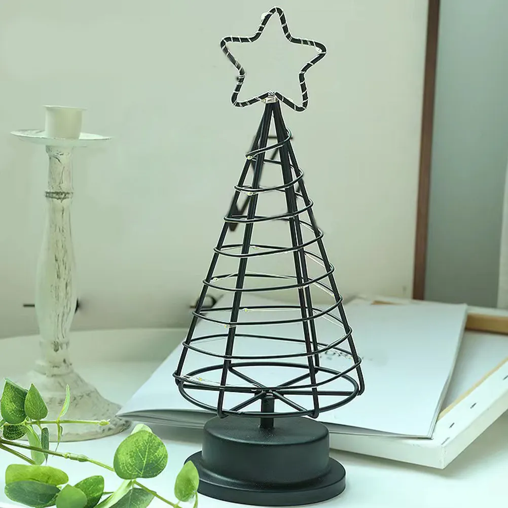 

Маленькая железная настольная лампа в виде рождественской елки, декоративный светильник для спальни, украшение для вечеринки, прикроватный ночник
