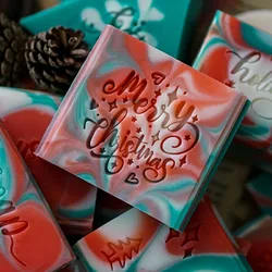 Merry Christmas happy holidays English Letter Acrylic Soap Seal stamps Handmade Soap Making Supplies Kits