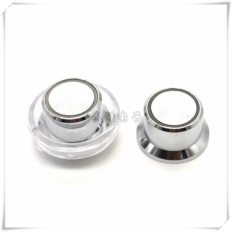 2PCS 25MM Plastic Electroplated Silver Knob Cap Power Amplifier Panel Adjustment Cap Transparent Light Cup Base Audio Hat