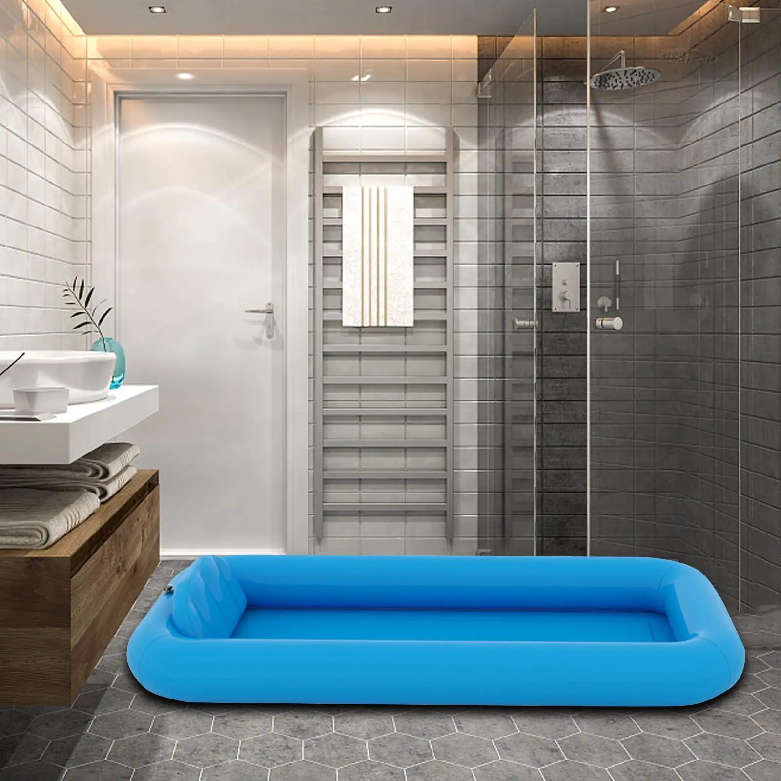 

Inflatable Bathtub PVC Built in Inflatable Pillow Shower Bathtub Inflatable Bath
