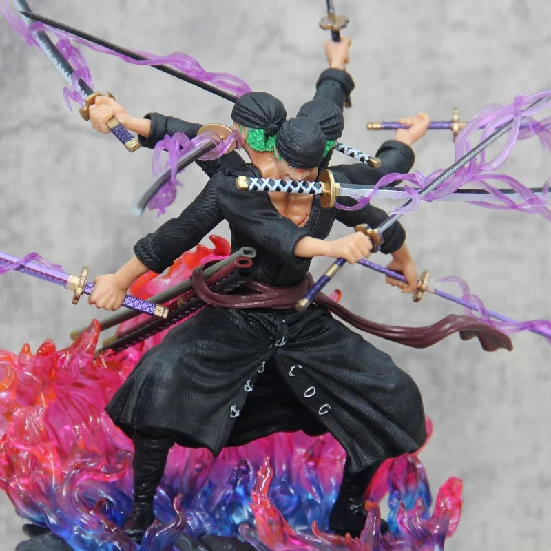 41cm ein Stück Zorro Anime Charaktere drei Köpfe, sechs Arme, neun Schwerter fließen Shuroro Noah Zorro PVC Sammlung Modell Spielzeug Geschenke