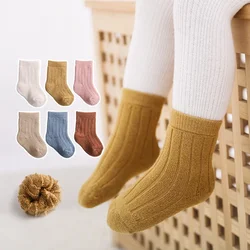 1 Pair Autumn Warm Infant Baby Sock for Boy Girl Chic Simplicity Solid Color Toddler Calf Sock Thicken Fury Winter Sock for Kids