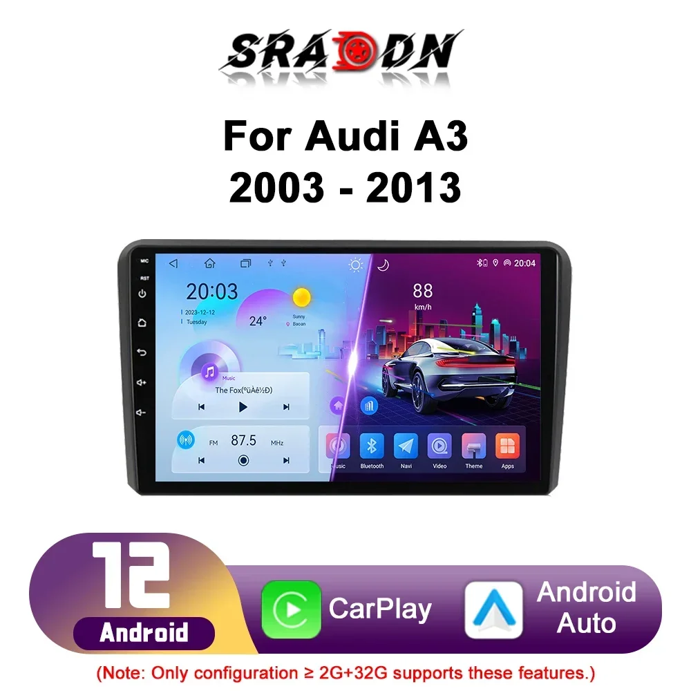 For Audi A3 8P S3 RS3 Sportback 2003 - 2012 Android Car Radio Multimedia Player Navigation GPS Carplay Touch Screen Auto Stereo