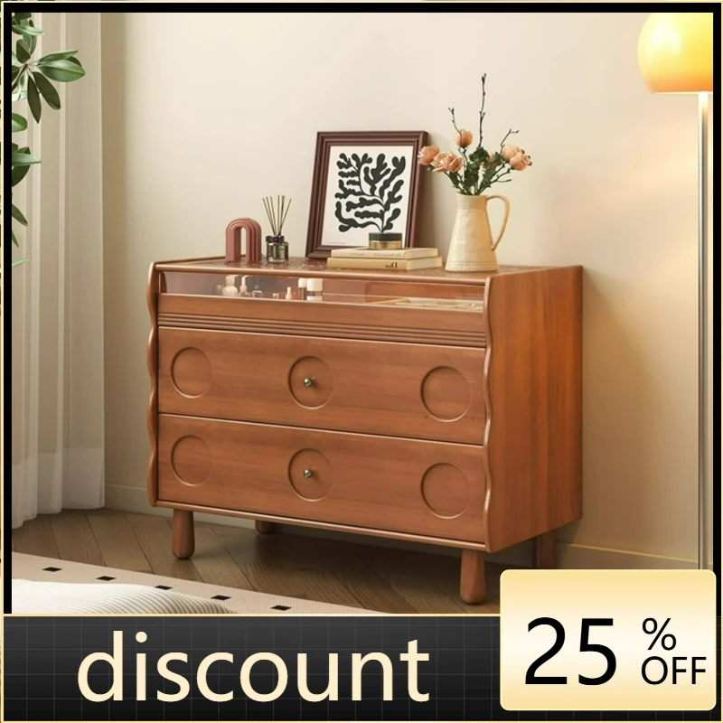 

LTT solid wood retractable dresser French retro simple master bedroom small apartment bedside chest