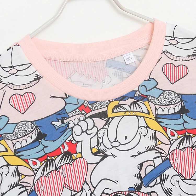 Cute Cartoon Short Sleeve T-Shirt Home Clothes Set with Side Pocket Women's Sweet Style Summer Casual Cotton Blend Shorts
