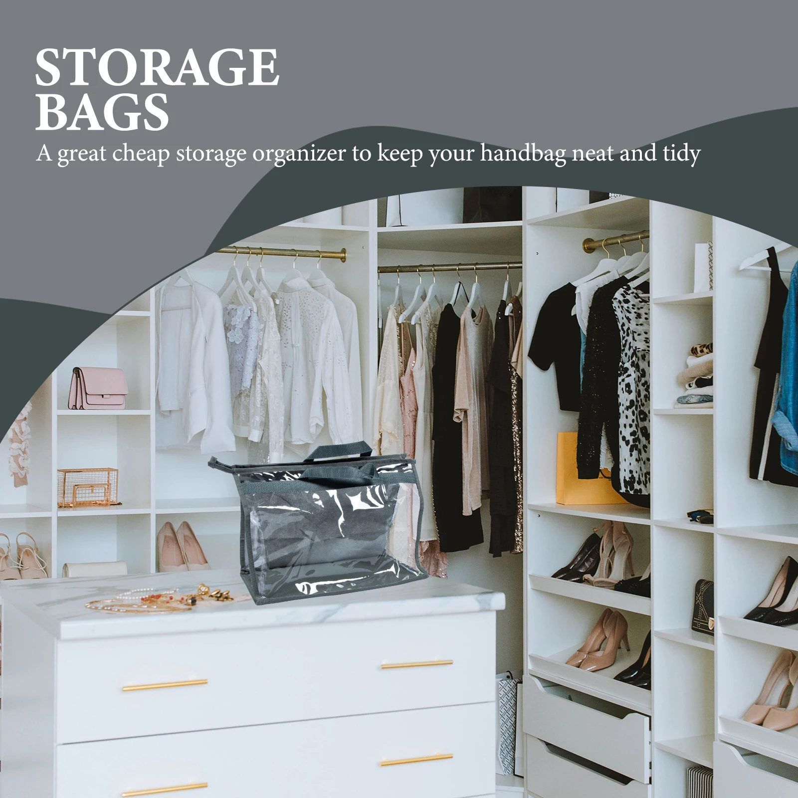 

2Pcs Clear Purse Storage Bags Hanging Handbag Organizers Foldable Dustproof Closet Bags Large Capacity Breathable