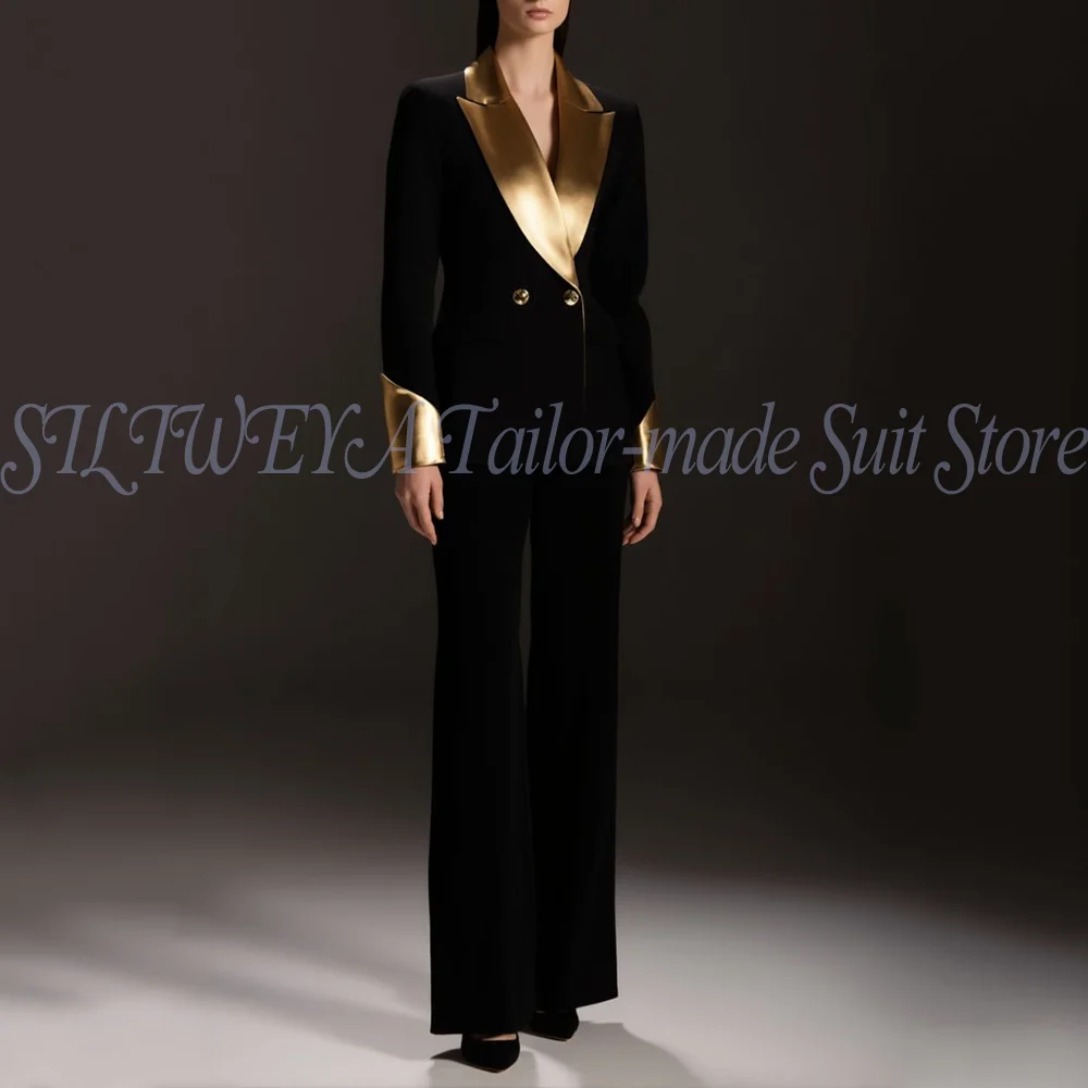 Schwarzer Hosenanzug Frau Luxus Pailletten Blazer Set 2026 Frühling Bürodame Chic Outfits Elegante Damenanzüge 2-teilige Jacke + Hose