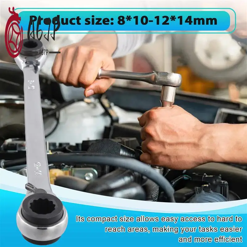 

A67P-Трапочный ключ Двусторонний ключ с храповым механизмом Четырехцелевой ключ с храповым механизмом Многоцелевой ключ для авторемонта