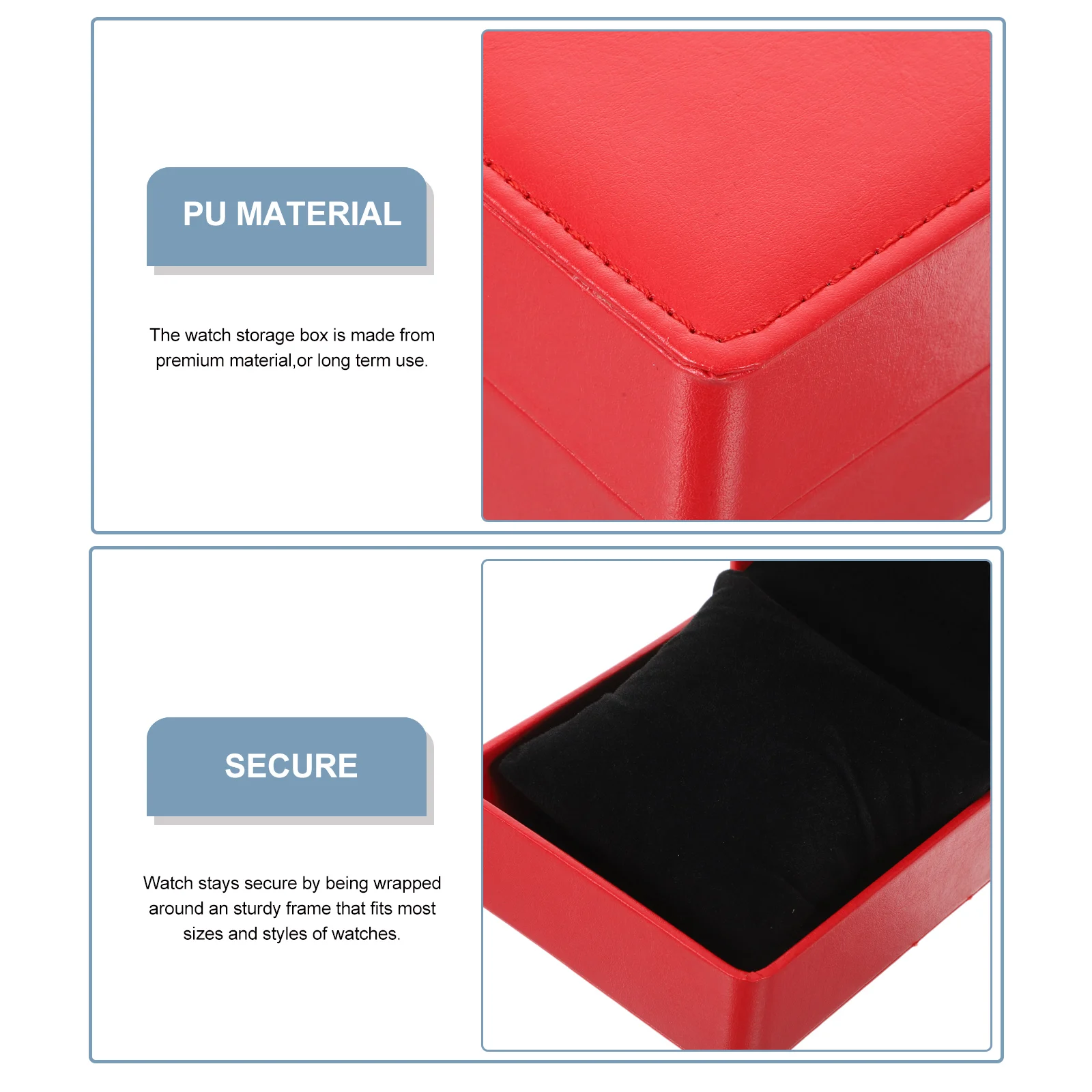 

1Pc Single Watch Box Red Pu Storage Case Organizer for Watches Jewelry Display