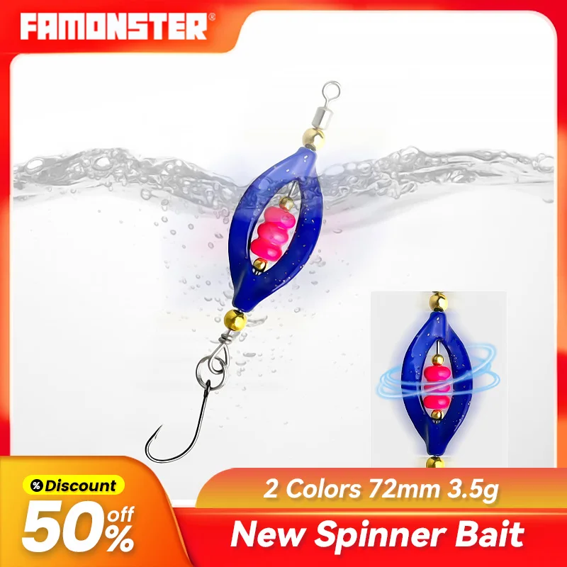 

Famonster 3.5g/72mm Fishing Lure Swimbait Carp Bass Pike Baits Spoon Metal Spinner Trout Hard Peche Red Pearl Sequins Hook ﻿