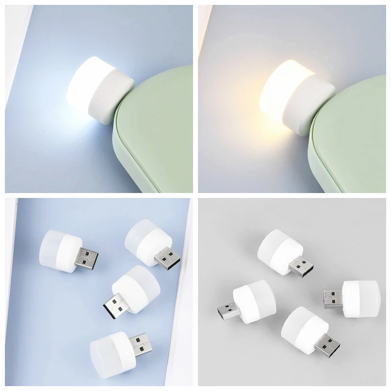 3-5Pcs Mini USB Night Light Warm White Eye Protection Book Reading Lights USB Plug Computer Mobile Power Charging LED Night Lamp