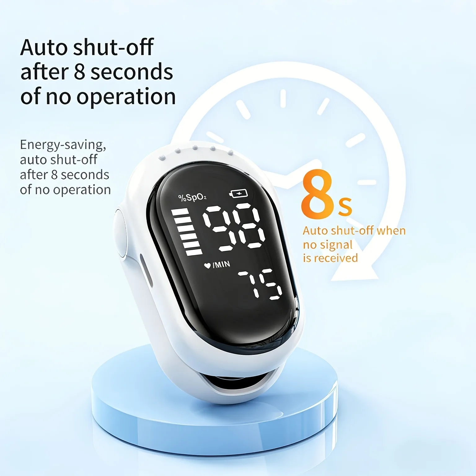 Portable Pulse Oximeter Type-C Charging SpO2 Monitor 4 Inch Backlit Large LCD Display One-Touch Operation Pulse Rate Monitor