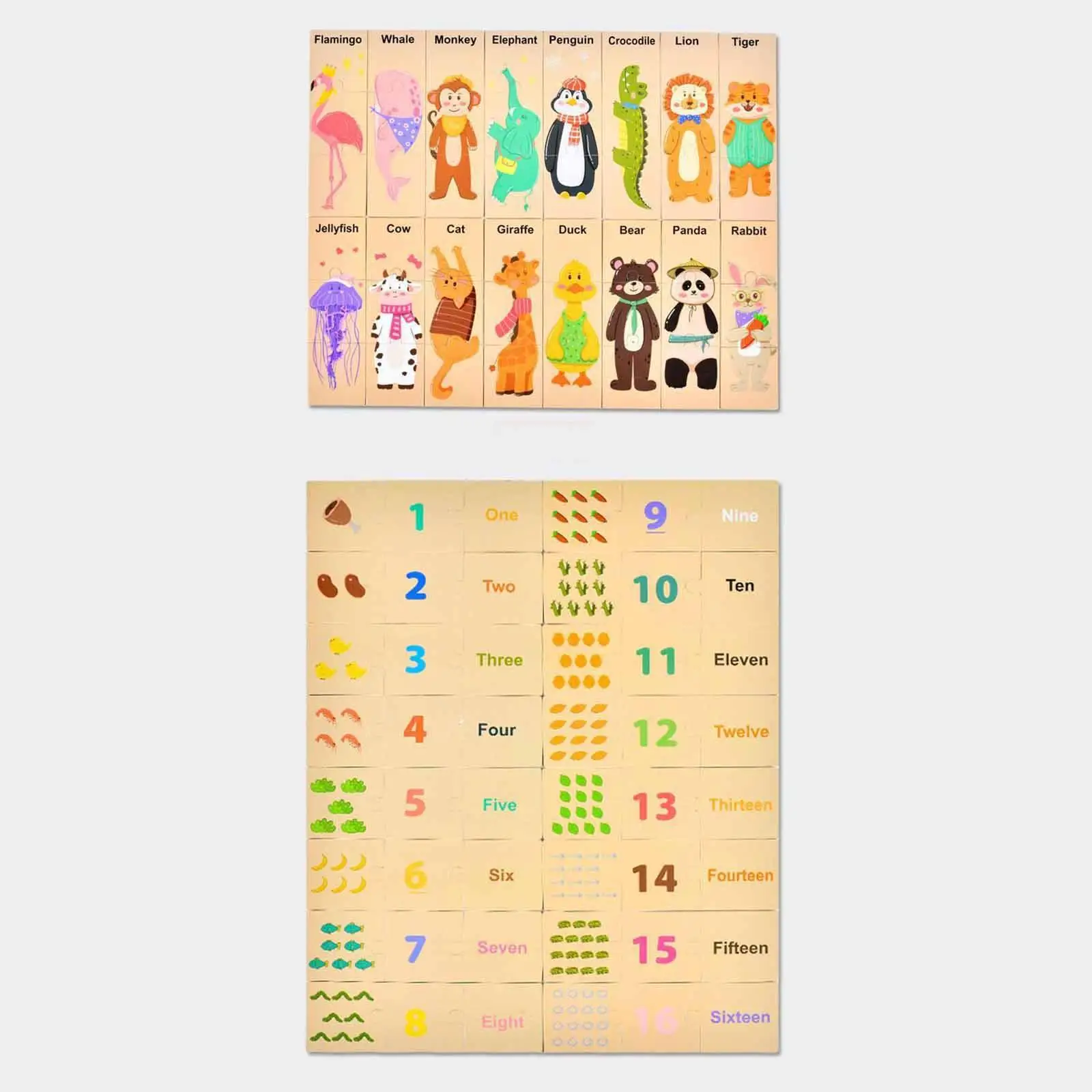 لعبة ألغاز خشبية مع صندوق تخزين لعبة ألغاز حيوانات لعد رياض الأطفال