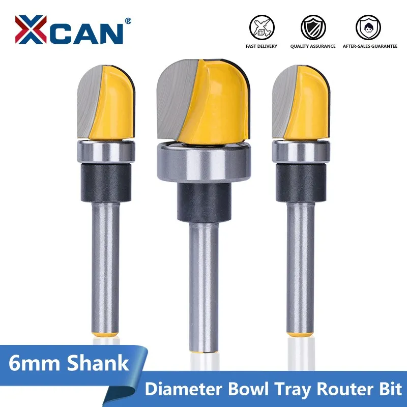 XCAN ไม้ Router Bit 6Mm Shank 3/4-1/2เส้นผ่าศูนย์กลางชามถาด Router Bit รอบจมูกเครื่องตัดเครื่องมือตัดไม้