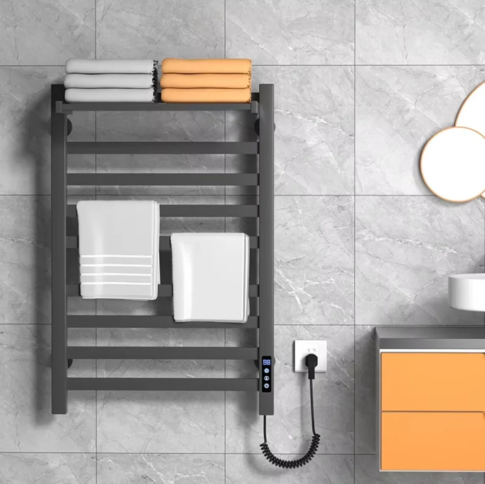 Foldable Stainless Steel Smart Electric Heated Towel Rack with Carbon Fiber Dry Heating for Home Hotel Bathroom Use