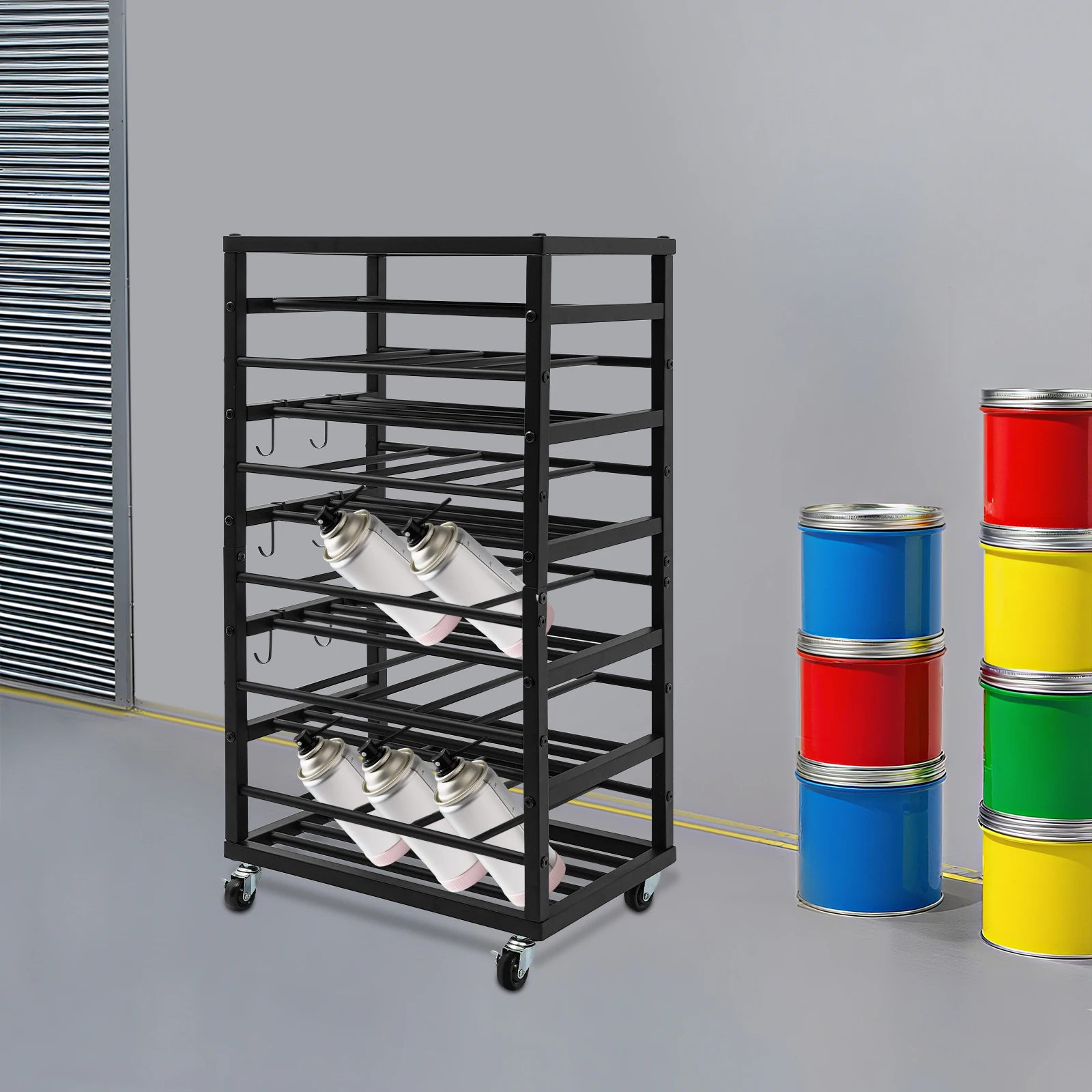 5-Level Paint Organizer Storage Rack, Paints Storage Cart, Rolling Paint Bottle Organizer Bearing 100 lbs for Gallery Garage