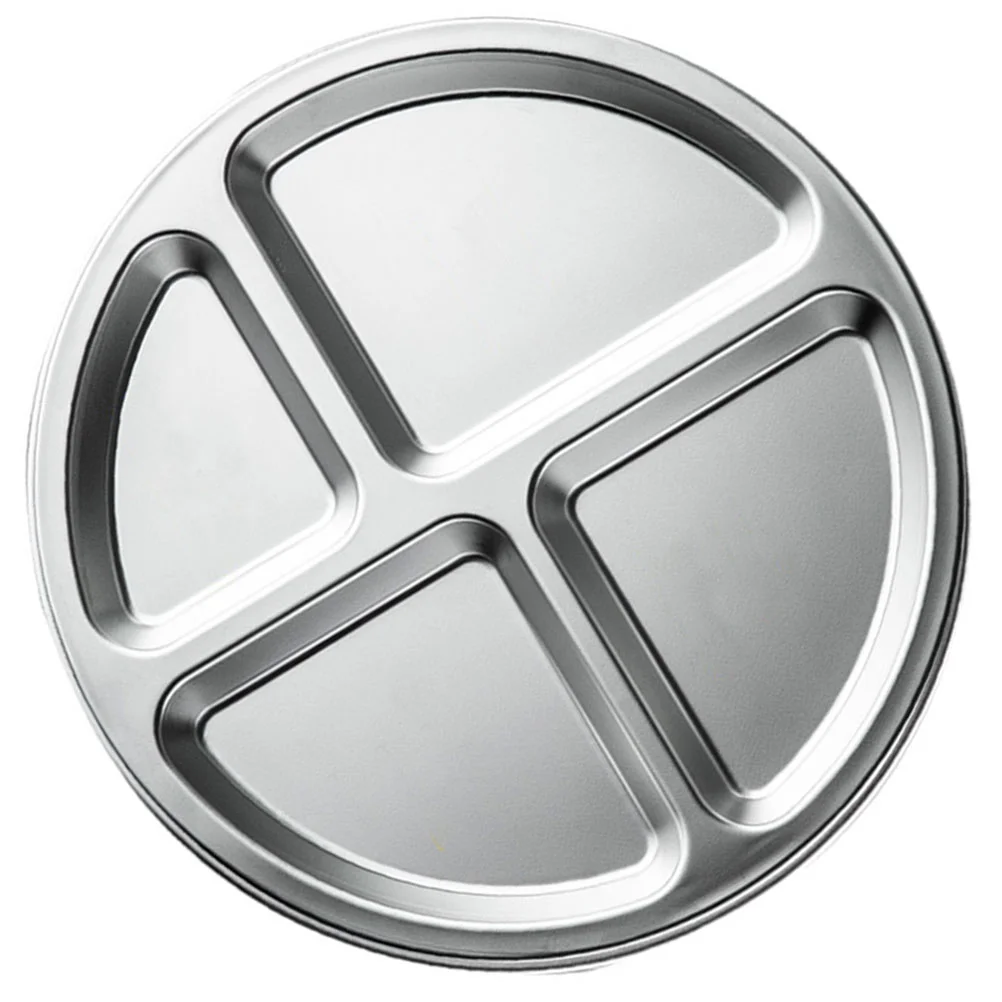 

Camping Stainless Steel Dinner Plate Food Trays Serving Section Dish Snack Plates