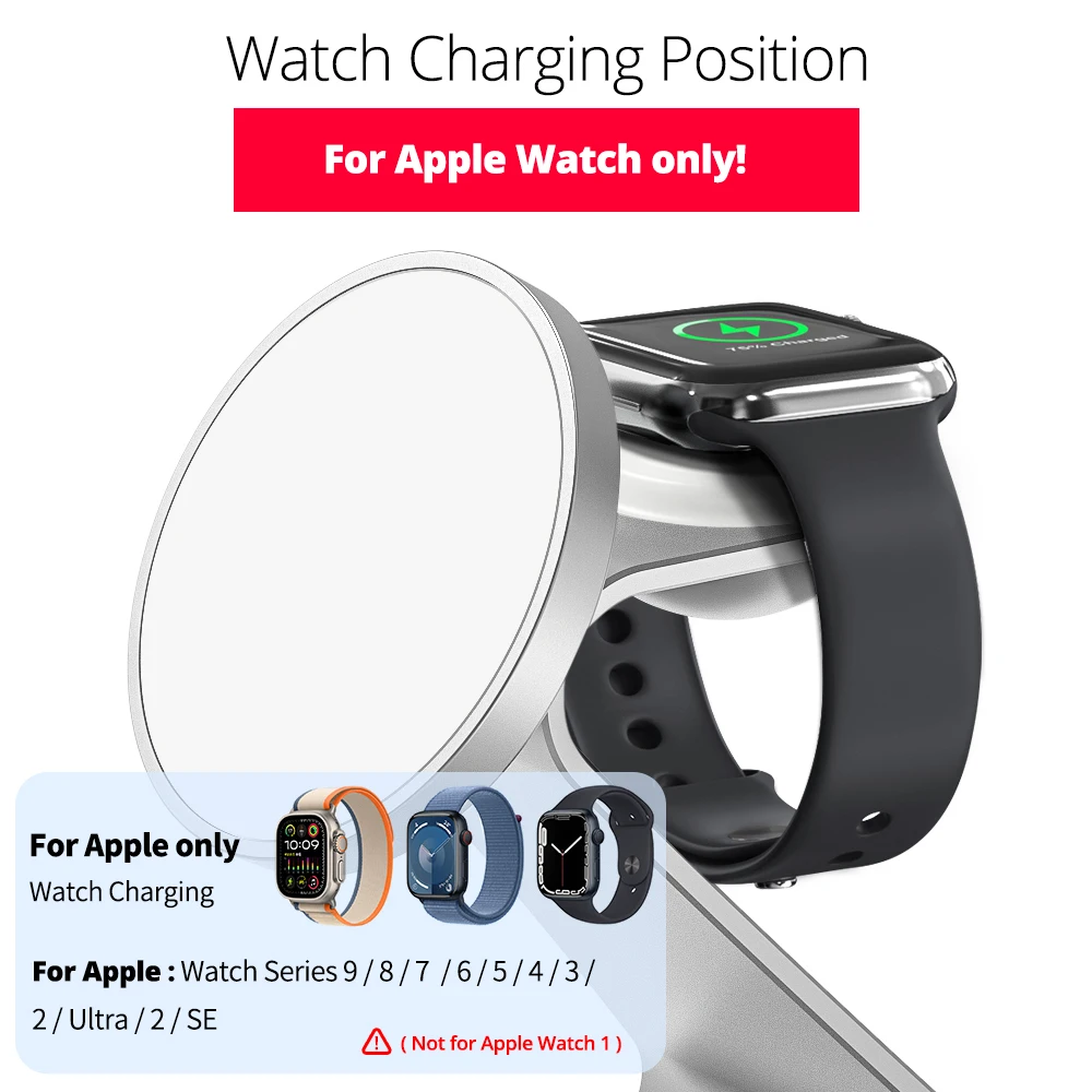 Bonola Magnetic 3 in 1 Wireless Charger for iPhone 16/15 Pro Max/14/13 30W Wireless Charging Station for Apple Watch/AirPods Pro