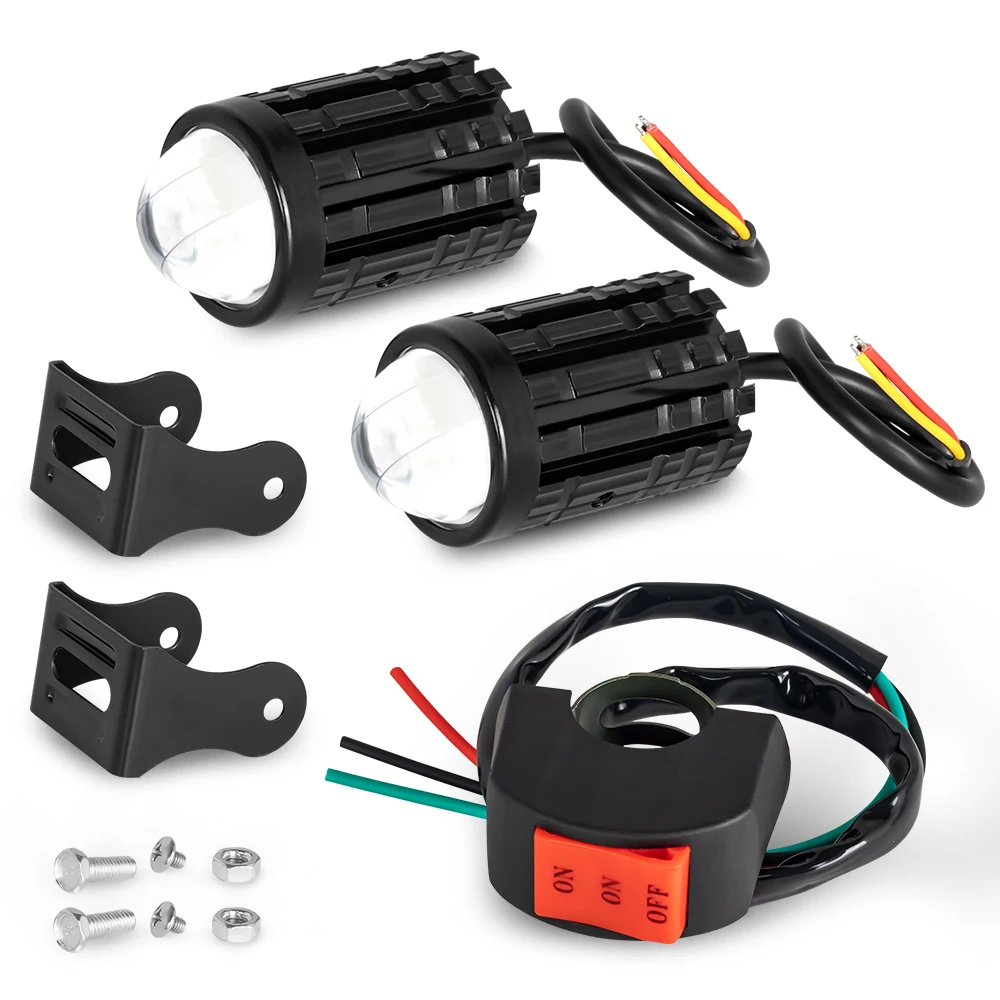 2Pcs 12V Motorcycle LED Headlight Auxiliary Spotlights Super Bright Fog Driving Lamp for Motorbike