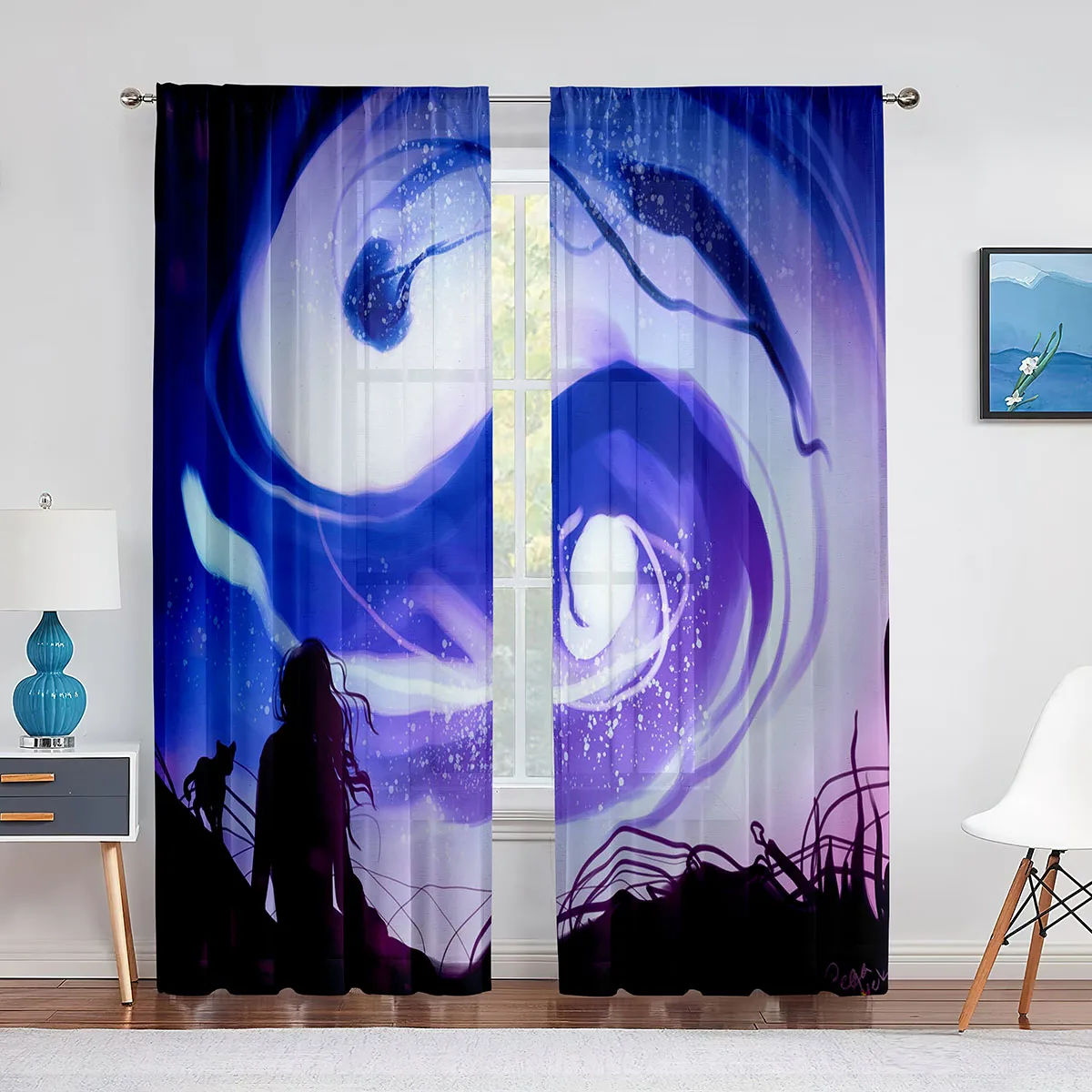 

2PCS Yin Yang Trippy Psychedelic Art Curtains for Bedroom Window Decor Living Room Curtains BlindsTransparent Drapes Rod Pocket