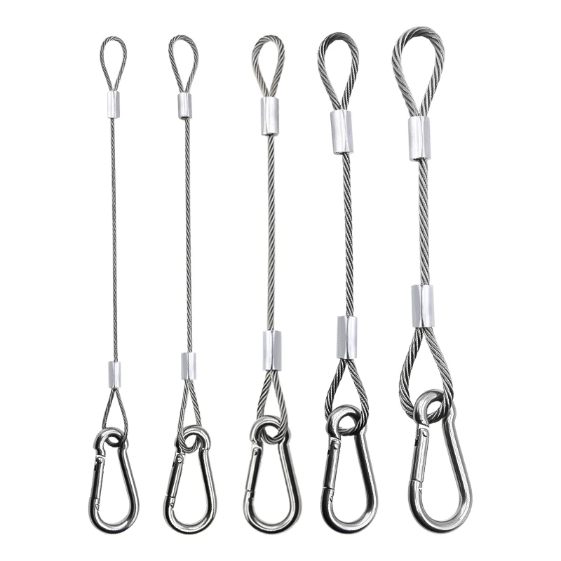 Picture 3: 2PCS 304 Stainless Steel Wire Rope Metal Climbing Buckle with Wire Rope Safety Sling Suitable for Hanging Machine Equipment Link