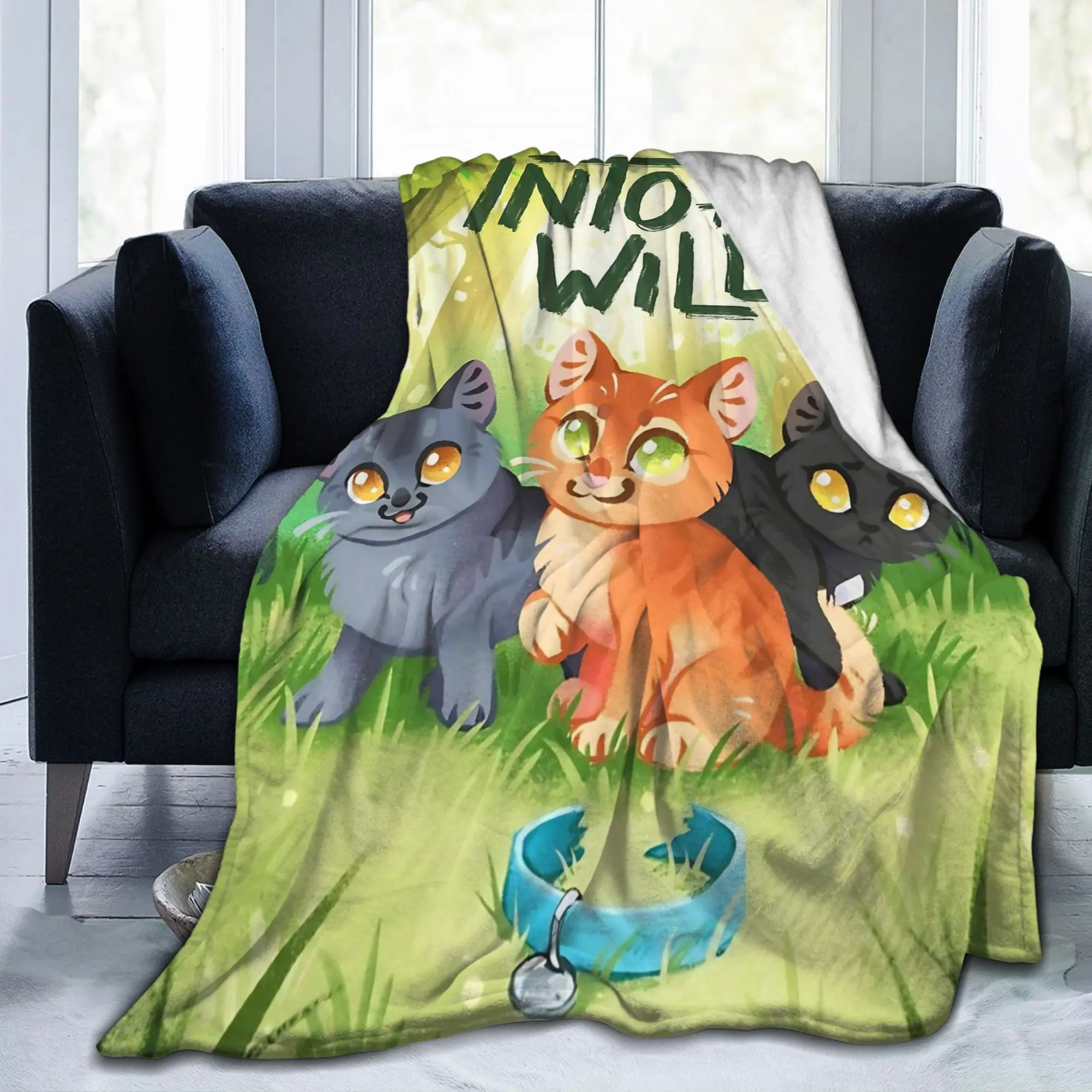 Warriors Fireheart Graystripe Cats Wool Blanket Ravenpaw Funny Bedding Throw Blankets for Sofa Couch Ultra-Soft Hotel Breathable