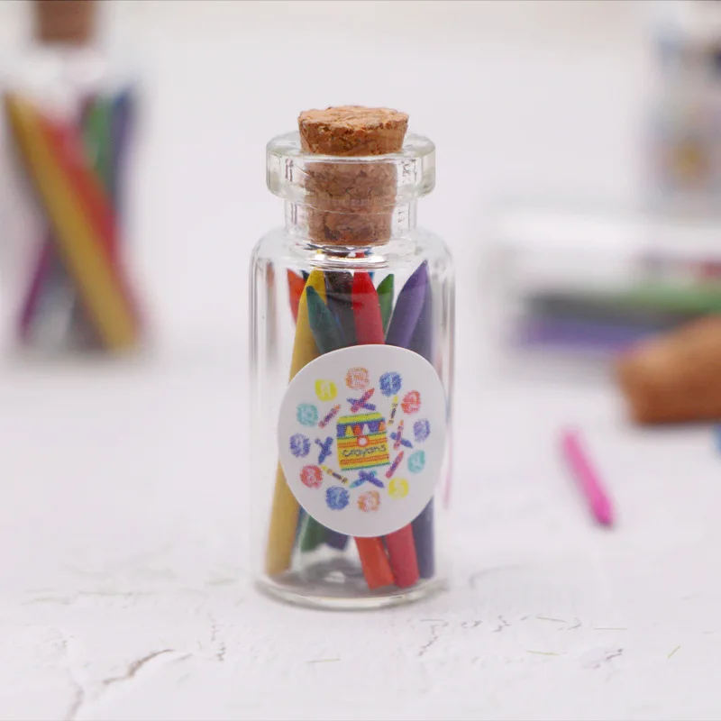 12Pcs/Set Dollhouse Miniature Colorful Crayon Color Pencil Mini Kids Painting Tools Scene Model Dolls Accessory Decoration