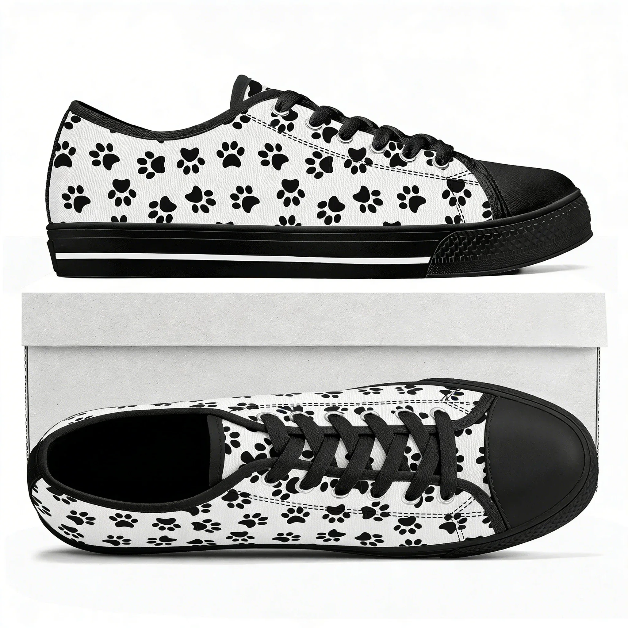 Animal Paw Print petpaw pet dog cat Low Top Sneakers Mens Womens Teenager Canvas Sneaker Casual Custom Made Shoes Customize Shoe view 3