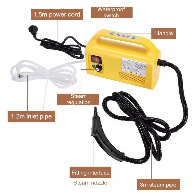 Hand-Held Steam Cleaner 1500W High Pressure And High Temperature Sterilization Multifunctional Cleaner, Suitable For Floor/Kitch