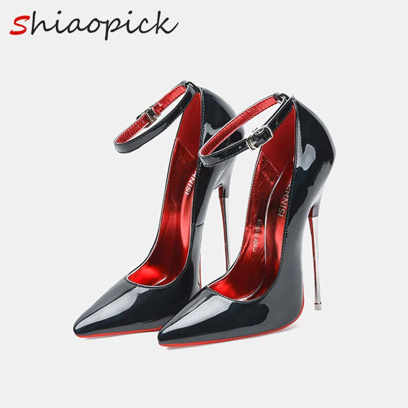 

Экстремальные металлические туфли на высоком каблуке 16 см, красные внутри, туфли на шпильке, сексуальные лазерные красные, фиолетовые женские туфли-лодочки, фетиш-модель, мужская обувь унисекс на заказ