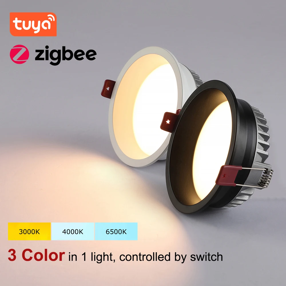 Tuya Zigbee DALI Smart LED Downlight Blendfreie Einbauleuchte 3 CCT Schwarz/Weiß 110/220 V Dimmbare Deckenleuchte Schlafzimmer Küche