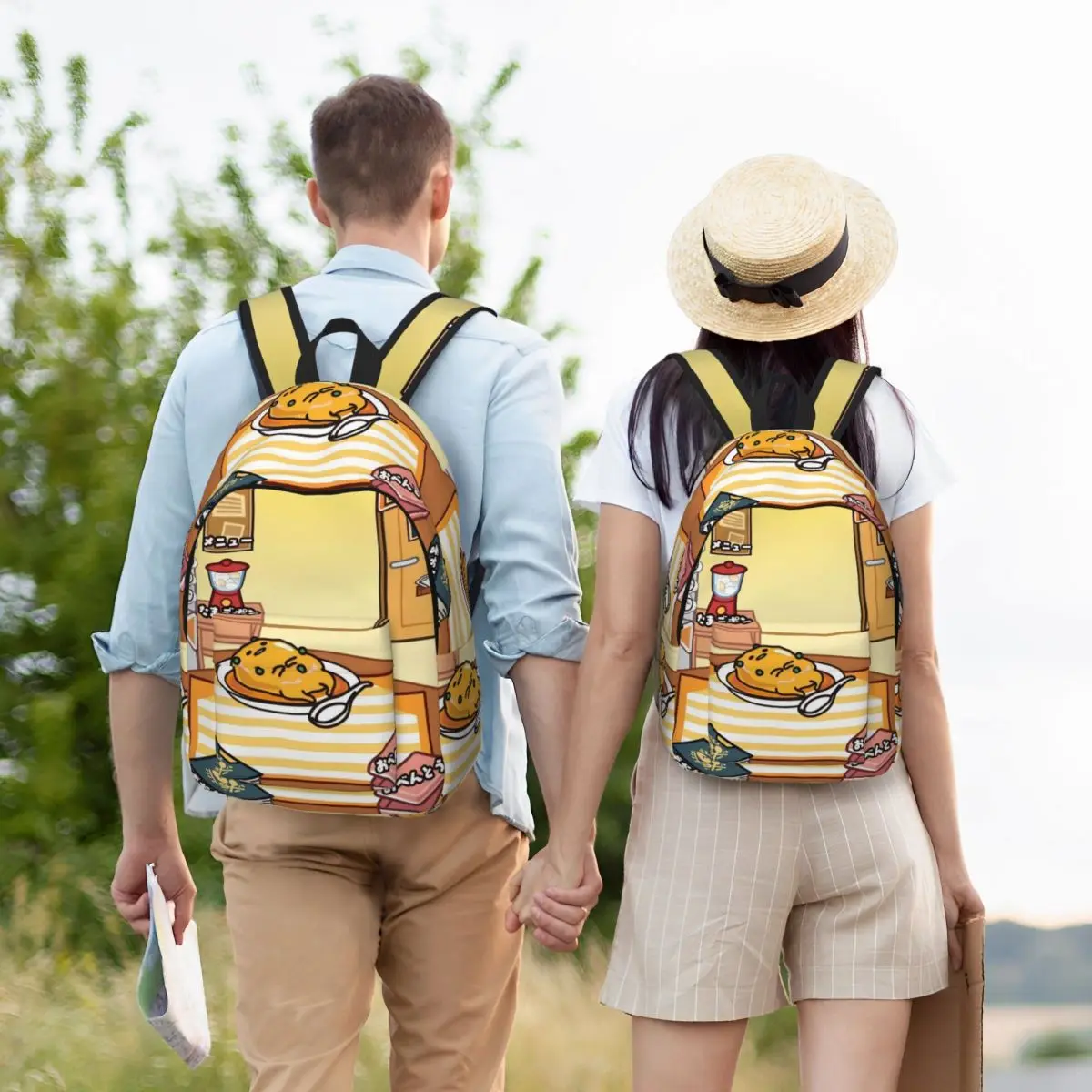Gudetama Mochila con dibujos de huevos bonitos, mochila para estudiantes de escuela secundaria, mochila de viaje para hombres y mujeres