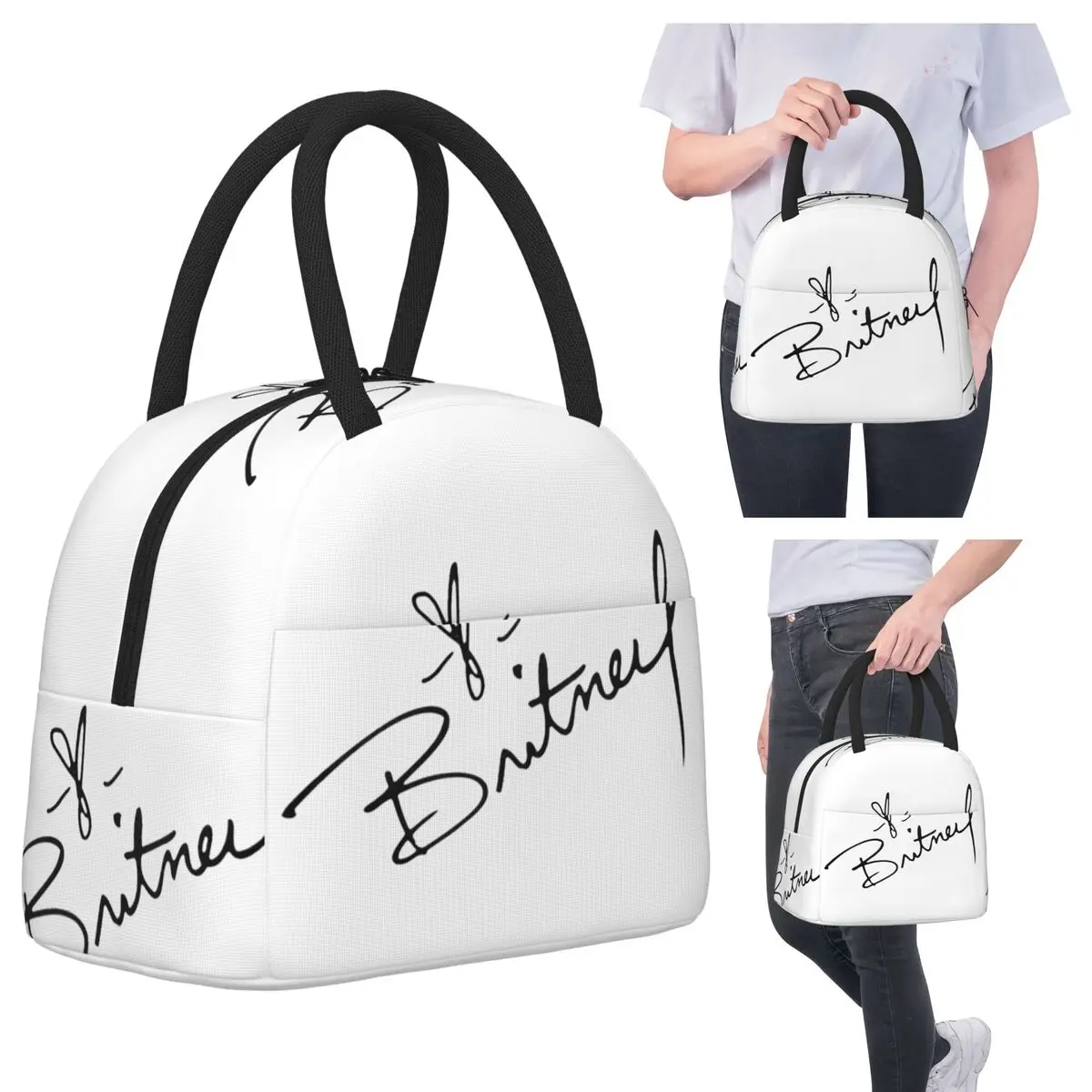 Britney Spears SIGNATURE Lunchtaschen, isolierte Bento-Box, tragbare Lunchtasche, Picknicktaschen, Thermotasche für Damen, Studenten, Schule