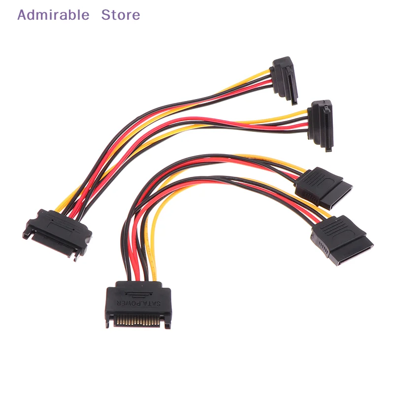 [W]1PC 20CM Sata Extension Cord For HDD SSD Hard Disk SATA Power Y Splitter Cable 15 Pin Male To Dual 15 Pin Female Power Cable