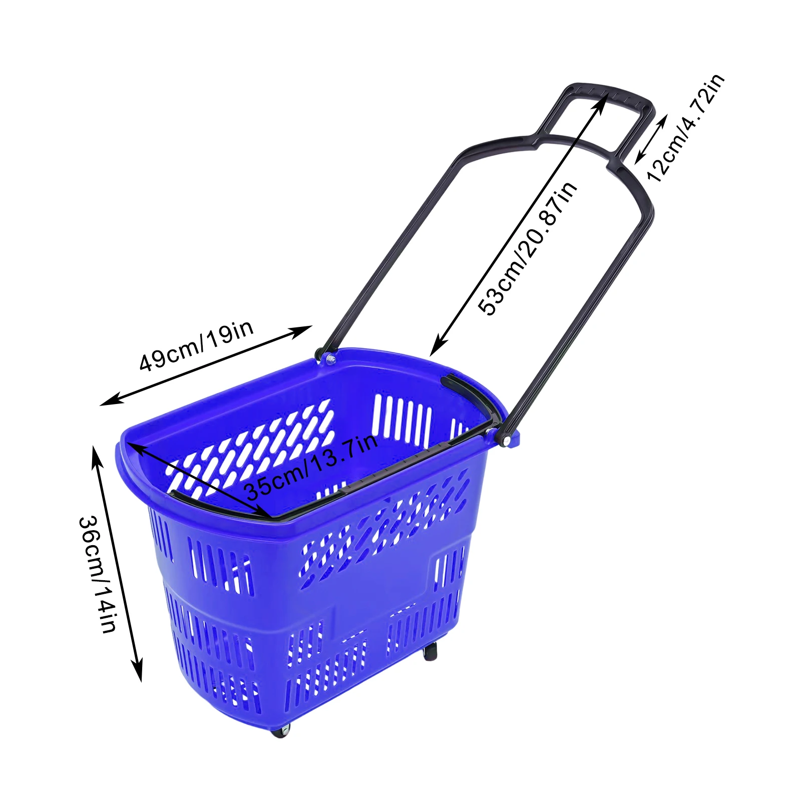 Sturdy 6-Piece Portable Shopping Basket Set, 35L/9.2gal Capacity, 110lbs Load Capacity, Smooth Wheels for Convenient Movement