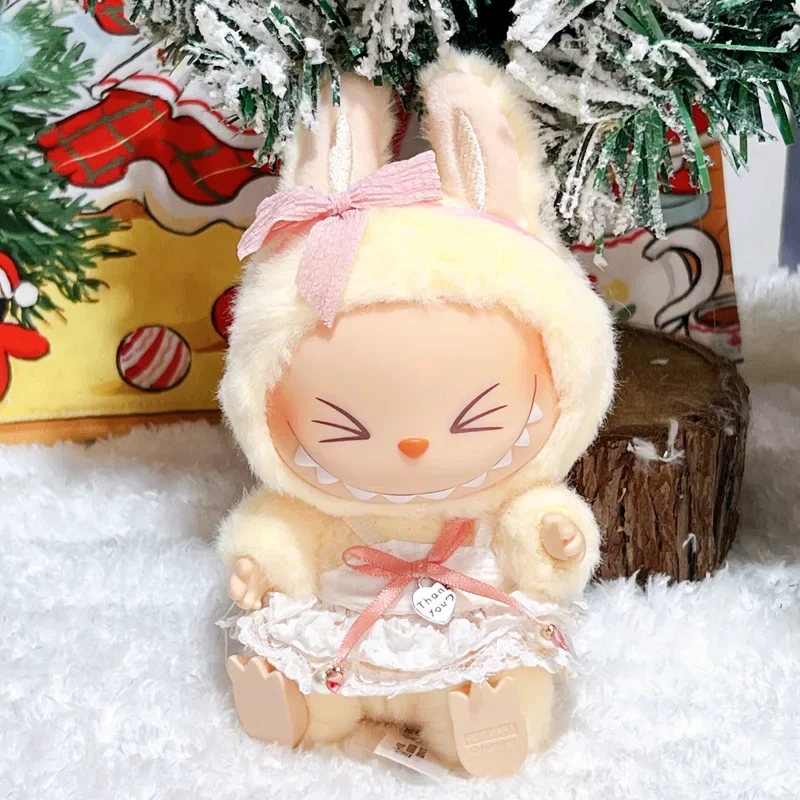 دمية الفينيل معكرون حفلة الجلوس يمكن ارتداء الملابس تغيير فستان الطفل دمية لابوبو أجيال واحدة أو اثنين #4