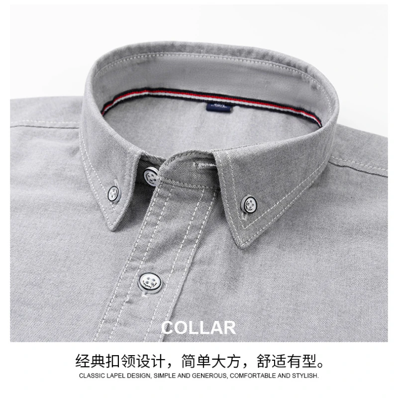 Summer Men\'s Short Sleeve Shirt Golf Embroidered Business Casual Men\'s Button Collar Polycotton Washed Oxford Spun British Shirt