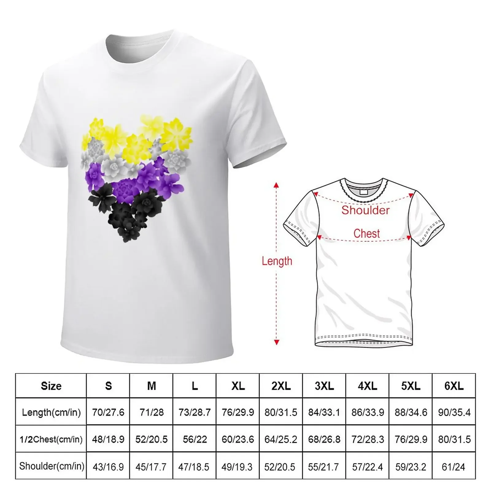 Banded Non-Binary Succulent Heart T-Shirt animal prinfor boys heavyweights summer clothes men t shirt